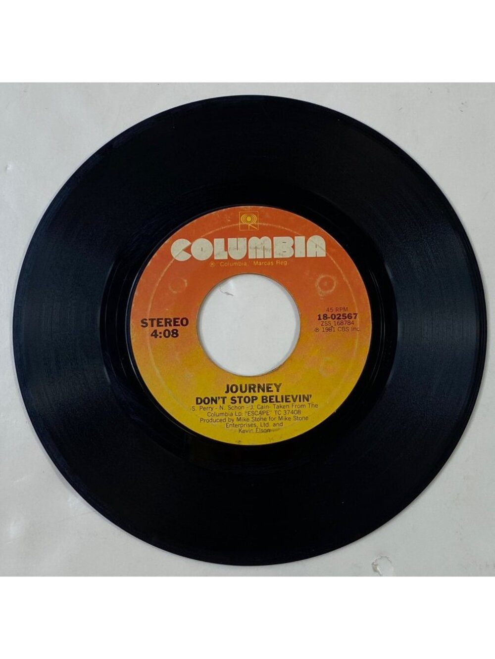 Journey  Dont Stop Believin Natural Thing 1981 Vinyl 45 RPM Columbia